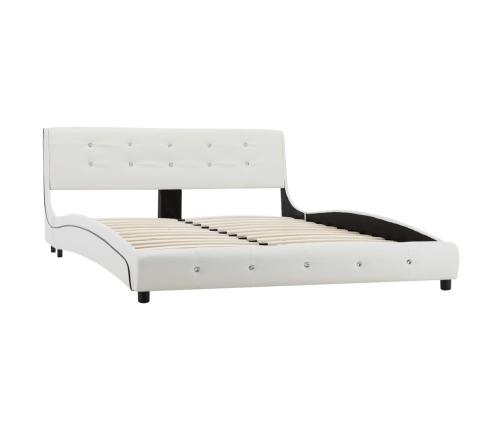 vidaXL Cama con colchón cuero sintético blanco 140x200 cm