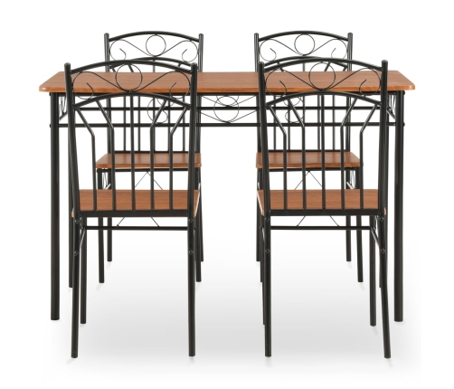 Conjunto de comedor de 5 piezas MDF y acero marrón