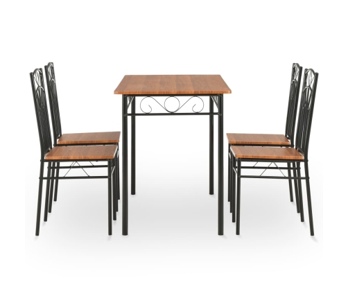 Conjunto de comedor de 5 piezas MDF y acero marrón