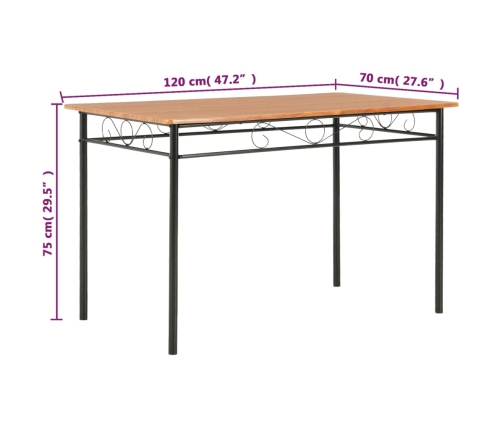 Mesa de comedor de MDF marrón 120x70x75 cm