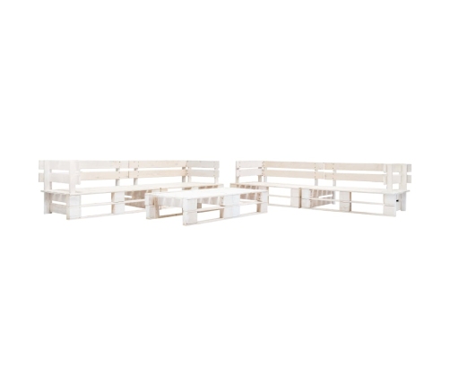 Set de muebles de jardín de palets 6 piezas madera blanco