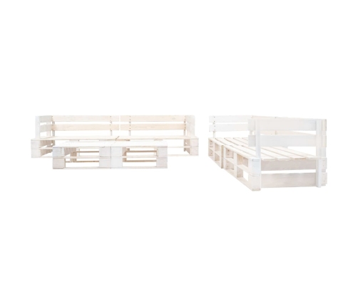 Set de muebles de jardín de palets 6 piezas madera blanco