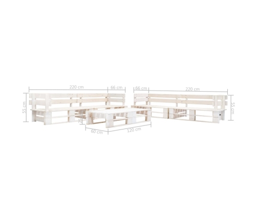 Set de muebles de jardín de palets 6 piezas madera blanco