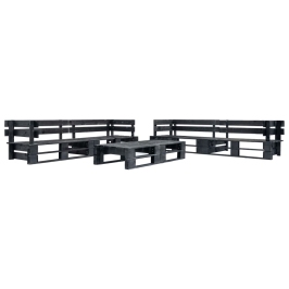 Set de muebles de jardín de palets 6 piezas madera negro