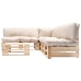 Muebles de palets de jardín con cojines arena 4 piezas madera