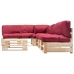 Muebles de palets de jardín con cojines rojos 4 piezas madera