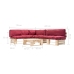 Muebles de palets de jardín con cojines rojos 4 piezas madera