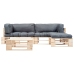 Muebles de palets de jardín con cojines arena 4 piezas madera