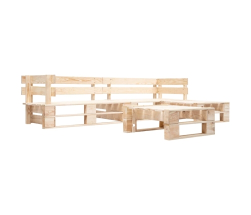 Muebles de palets de jardín con cojines arena 4 piezas madera