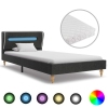 vidaXL Cama con LED y colchón arpillera gris oscuro 90x200 cm