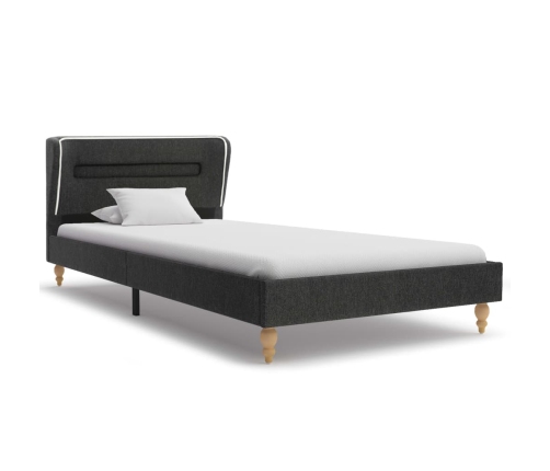 vidaXL Cama con LED y colchón arpillera gris oscuro 90x200 cm