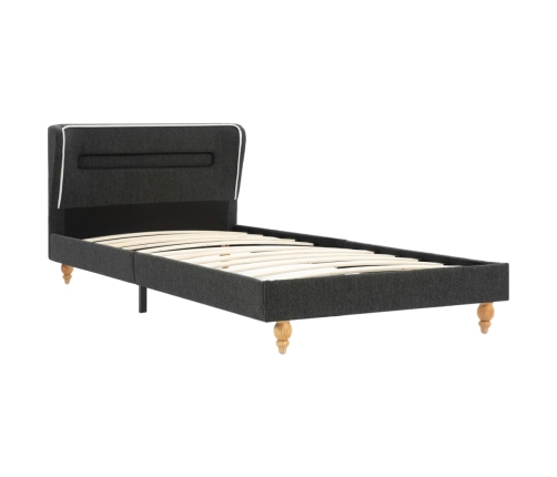 vidaXL Cama con LED y colchón arpillera gris oscuro 90x200 cm