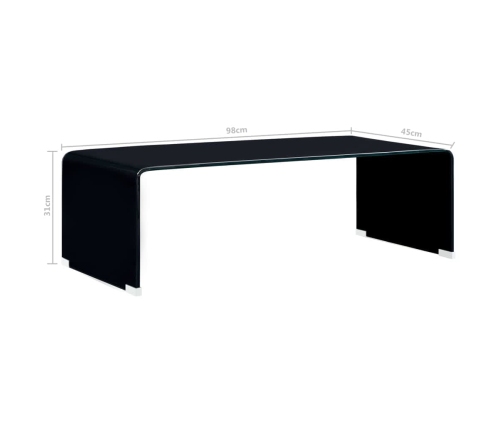 Mesa de centro de vidrio templado negro 98x45x31 cm