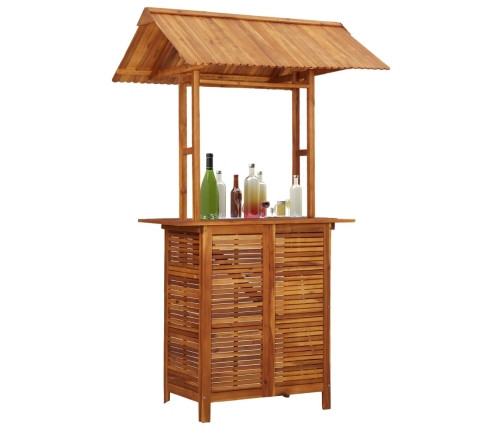 Mesa de bar jardín con tejado madera de acacia 113x106x217 cm