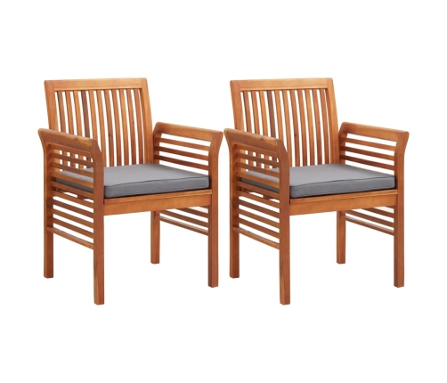 Sillas de comedor jardín 2 uds con cojines madera maciza acacia