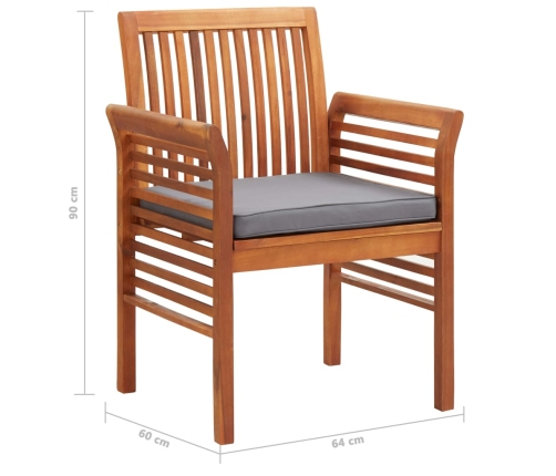 Sillas de comedor jardín 2 uds con cojines madera maciza acacia