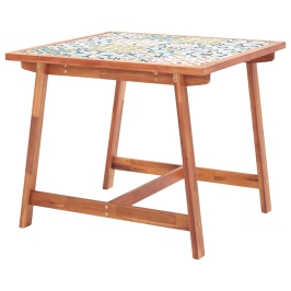 Mesa de comedor de jardín madera acacia superficie azulejos