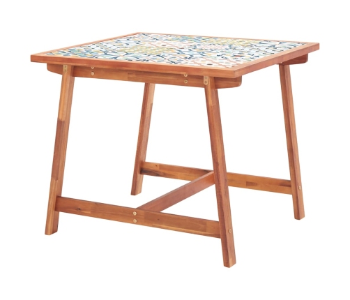 Mesa de comedor de jardín madera acacia superficie azulejos