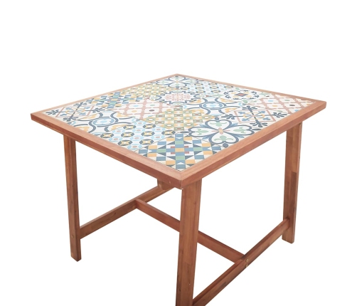 Mesa de comedor de jardín madera acacia superficie azulejos