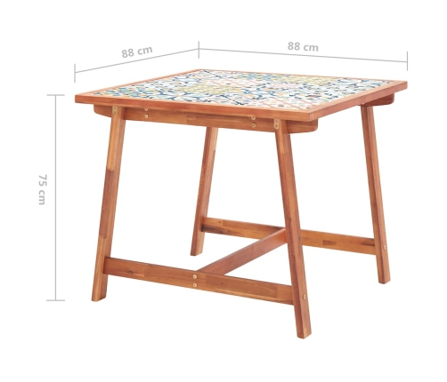 Mesa de comedor de jardín madera acacia superficie azulejos