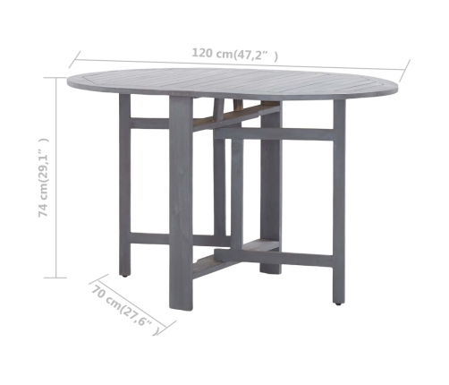 Mesa de jardín de madera maciza de acacia gris 120x70x74 cm