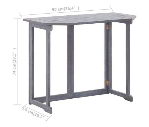 Mesa plegable de balcón madera de acacia maciza 90x50x74 cm