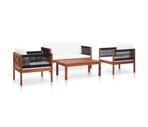 Juego de muebles de jardín 4 piezas madera maciza de acacia