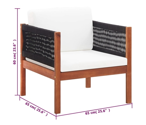 Juego de muebles de jardín 4 piezas madera maciza de acacia