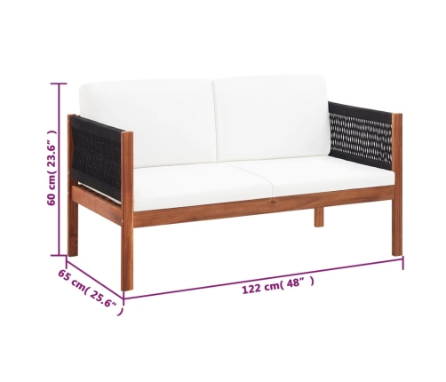 Juego de muebles de jardín 4 piezas madera maciza de acacia