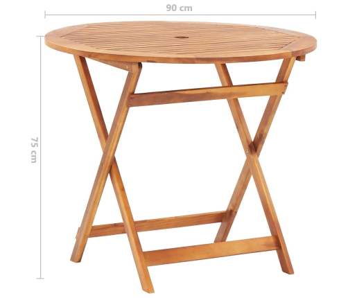 Mesa plegable de jardín de madera maciza de acacia 90x75 cm