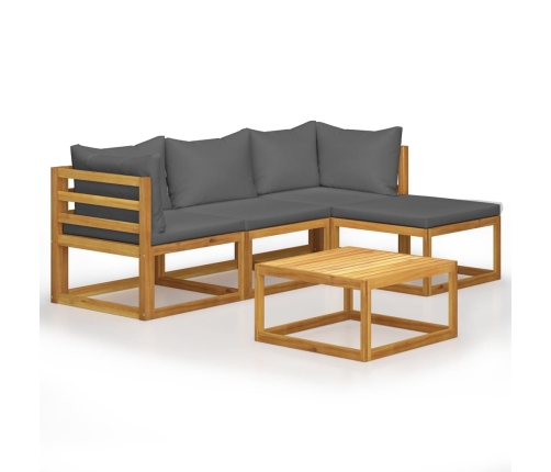 Juego muebles de jardín y cojines 5 piezas madera maciza acacia
