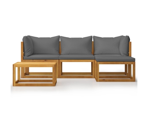 Juego muebles de jardín y cojines 5 piezas madera maciza acacia