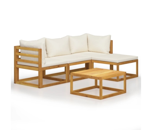 Juego muebles de jardín y cojines 5 piezas madera maciza acacia