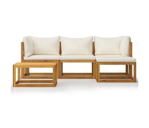 Juego muebles de jardín y cojines 5 piezas madera maciza acacia