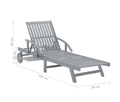 vidaXL Tumbona de jardín de madera de acacia maciza gris