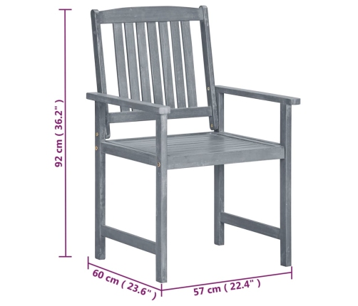 Sillas de jardín 2 unidades madera maciza de acacia gris