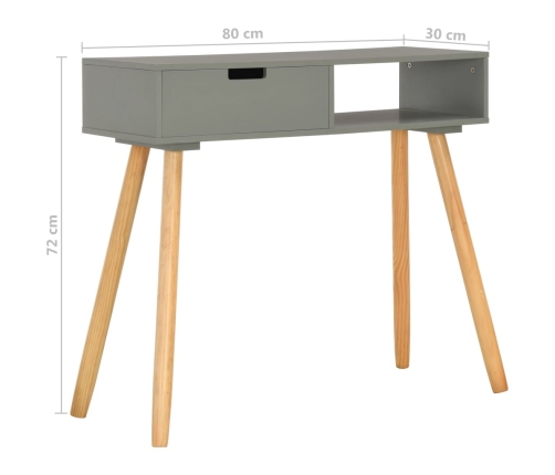 Mesa consola de madera maciza de pino gris 80x30x72 cm