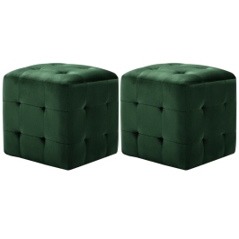 Puf 2 unidades terciopelo verde 30x30x30 cm