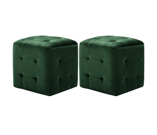 Puf 2 unidades terciopelo verde 30x30x30 cm