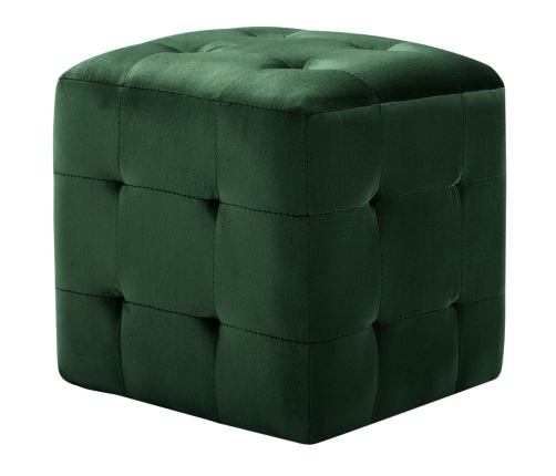 Puf 2 unidades terciopelo verde 30x30x30 cm