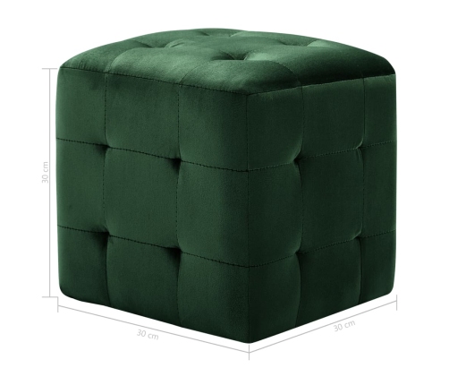 Puf 2 unidades terciopelo verde 30x30x30 cm