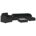 Set muebles de jardín 6 piezas y cojines ratán sintético negro