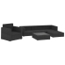 Set muebles de jardín 6 piezas y cojines ratán sintético negro