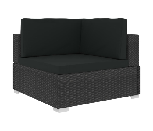 Set muebles de jardín 6 piezas y cojines ratán sintético negro