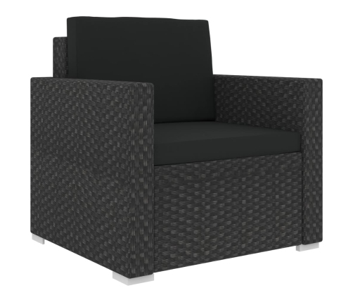 Set muebles de jardín 6 piezas y cojines ratán sintético negro