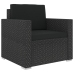 Set muebles de jardín 6 piezas y cojines ratán sintético negro