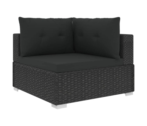 Set muebles de jardín 10 piezas y cojines ratán sintético negro
