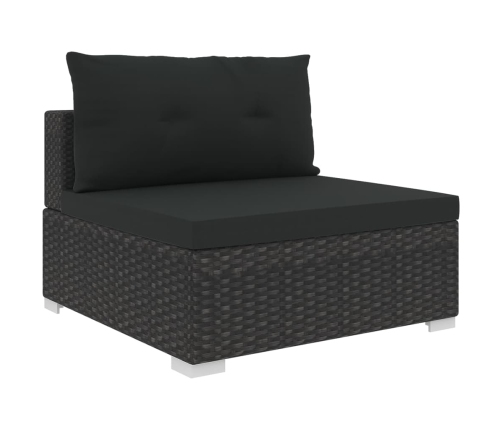 Set muebles de jardín 10 piezas y cojines ratán sintético negro