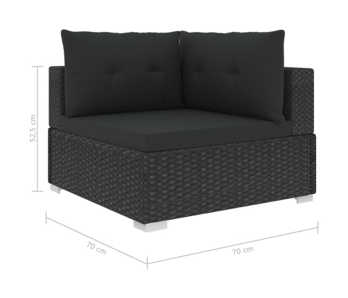 Set muebles de jardín 10 piezas y cojines ratán sintético negro