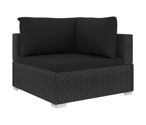 Set muebles de jardín 12 pzas y cojines ratán sintético negro